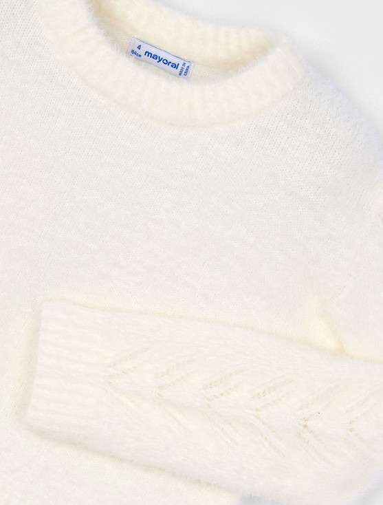 4307 Mini Girls Plush Fuzzy Sweater - Natural White