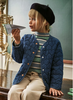 4442 Mini Girls Quilted Hearts Denim Jacket - Medium Blue hearts allover embroidery