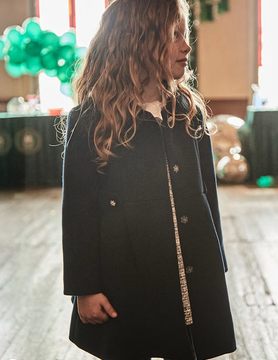4440 Mini Girls Classic Formal Dress Coat Navy Blue Lifestyle