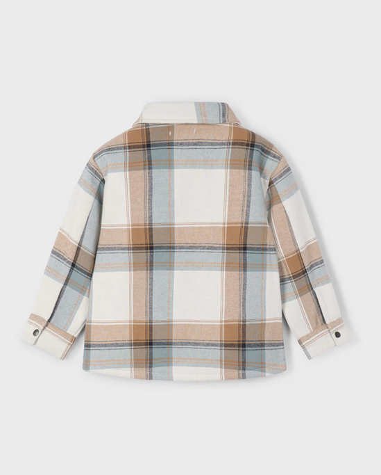 4414 Mini Boys L/S Plaid Shacket - Caramel