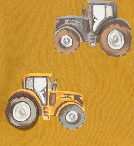 2069 Toddler Boy L/S Lift-the-Flap Interactive Play T-Shirt - Mustard Farm Tractor
