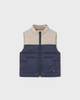 2348 Toddler Boy Eco-Recycled Materials Reversible Puffer Vest - Teddy Bear Color Block Navy