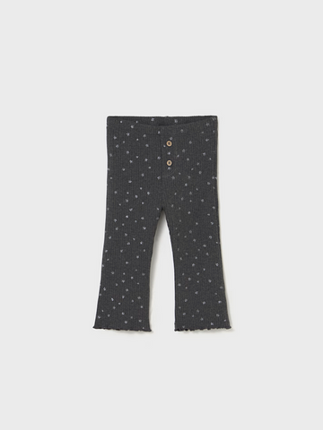 2735 Toddler Girls Eco-Sustainable Cotton Ribbed Flare Leggings - Lead Grey Sparkly Star
