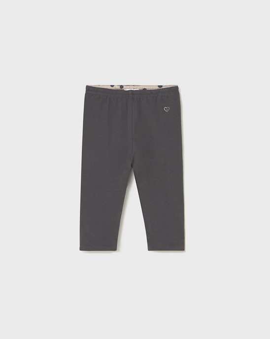 2736 Toddler Girls Reversible Leggings - Lead Grey and Tapioca Dot