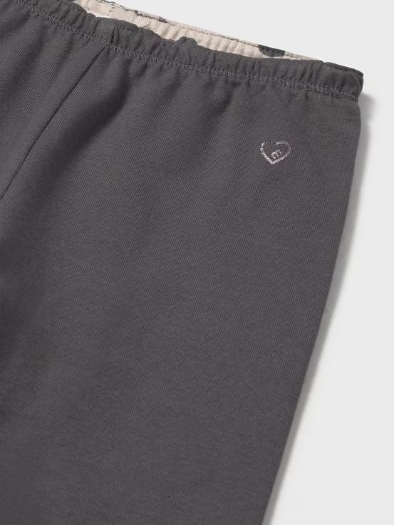 2736 Toddler Girls Reversible Leggings - Lead Grey and Tapioca Dot