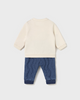 2584 Baby Boy 2PC Quilted Denim Joggers and 3D Applique Sweatshirt Set - Pottery Caterpillar