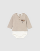 2728 Baby/Toddler Striped TShirt Bodysuit - 3D Puppy Pocket Brown Cookie