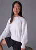 7308 Teen/Tween Girls Knit Fuzzy Balloon Sleeve Sweater - Natural White
