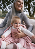2605 Baby Heirloom Knit Overall Romper and Petal Collar Knit Sweater - Orchid Pink