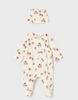 2705 Baby Ribbed Footie and Beanie Ear Hat Set UNISEX - Neutral Mushrooms