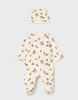 2705 Baby Ribbed Footie and Beanie Ear Hat Set UNISEX - Neutral Mushrooms