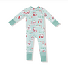 Angel Dear Bamboo L/S 2 Way Zipper Convertible Romper - UNISEX Golf Santa Green