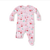 Angel Dear Bamboo 2 Way Zippered RUFFLED Footie - Golf Mrs Claus Pink