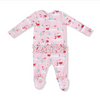 Angel Dear Bamboo 2 Way Zippered RUFFLED Footie - Golf Mrs Claus Pink