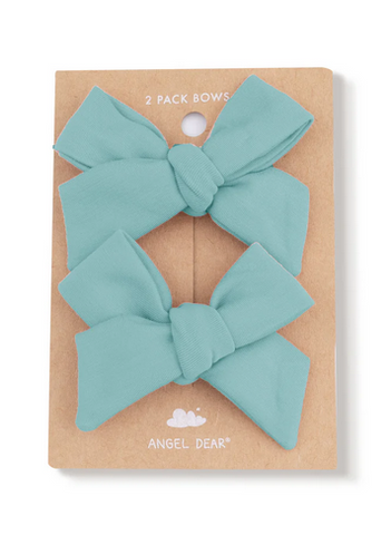 Angel Dear Bamboo Fabric Bow Clips, 2PC Set, Creme De Menthe Green