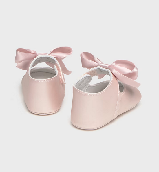 9090 Baby Girls Sateen Bow Mary Jane - Tulip Pink