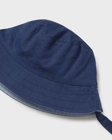 9068 Mayoral UNISEX Eco-Cotton Reversible Bucket Sun Hat - Navy/Light Blue Sailboat