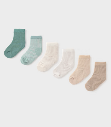 9046 Baby Eco Lenzing Viscose Socks, Boxed 6pr Set, Greens & Neutrals