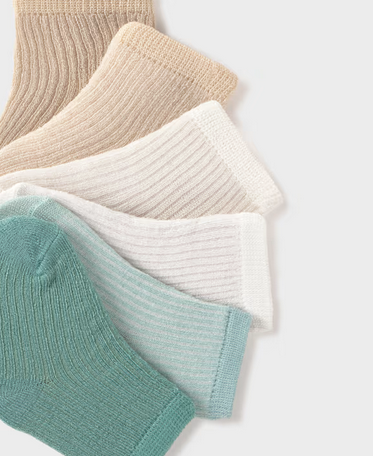 9046 Baby Eco Lenzing Viscose Socks, Boxed 6pr Set, Greens & Neutrals
