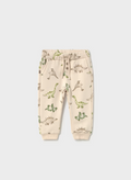 2358 Toddler Boy Natural and Green Dino Print Sweatpants - Light Taupe