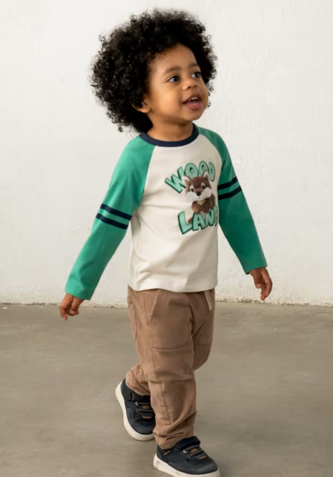 2546 Toddler Boy Light Brown Micro-cord lined trousers - Truffle