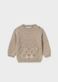 2374 Toddler Boy Tiger Kangaroo Pocket Knit Sweater - Tweed