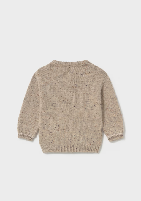 2374 Toddler Boy Tiger Kangaroo Pocket Knit Sweater - Tweed