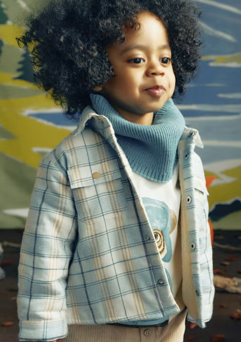 2108 Toddler Boy Plaid Sherpa Lined Jacket - Blue