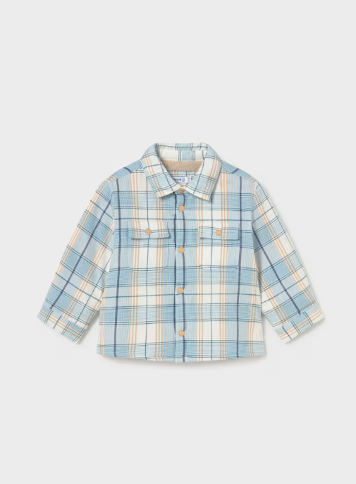2108 Toddler Boy Plaid Sherpa Lined Jacket - Blue