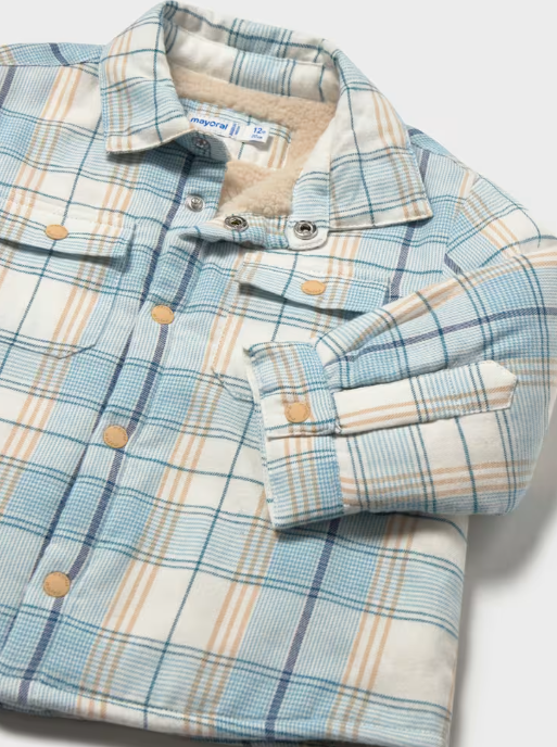 2108 Toddler Boy Plaid Sherpa Lined Jacket - Blue