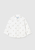 2113 Toddler Boy L/S Jacquard Collared Dress Shirt - Puppies