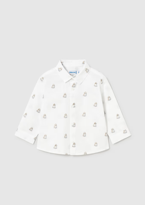 2113 Toddler Boy L/S Jacquard Collared Dress Shirt - Puppies