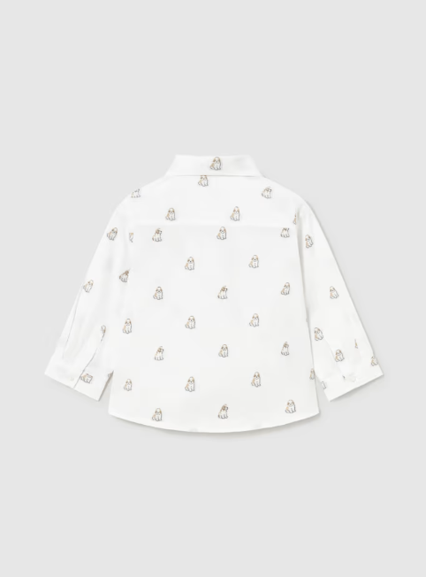 2113 Toddler Boy L/S Jacquard Collared Dress Shirt - Puppies