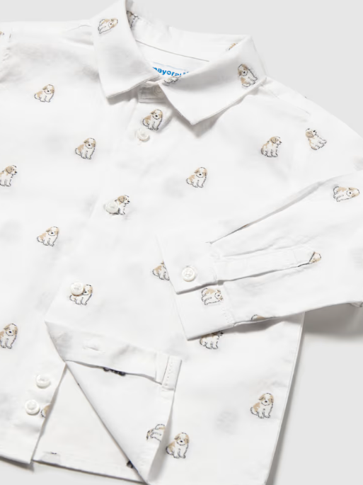 2113 Toddler Boy L/S Jacquard Collared Dress Shirt - Puppies