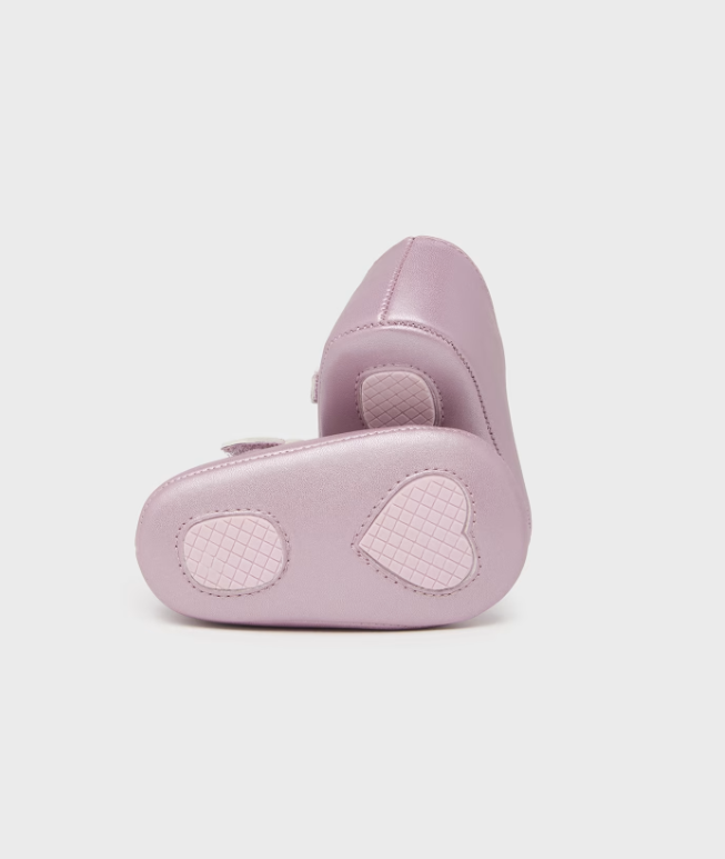 Dressy Pointelle Leatherette Non-Skid Mary Jane - Mauve - Bottom View