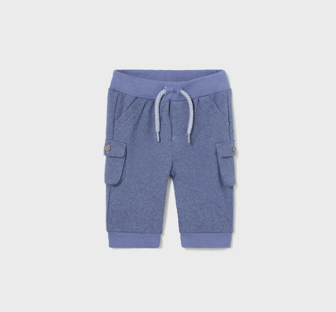 2518 Mayoral Baby Boy Sustainable Plush Cargo Pants - Blue