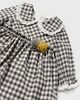 B/W L/S Gingham Dress & Bloomer Set - Close-up Long Sleeve Top