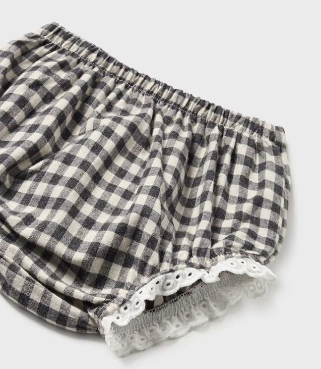 B/W L/S Gingham Dress & Bloomer Set - Close-up Bloomers