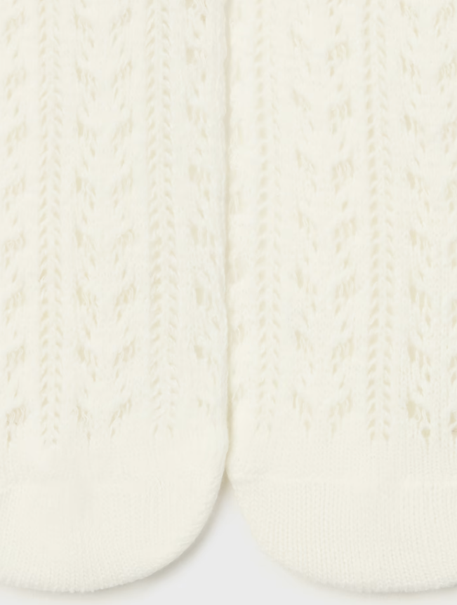 Openwork Knit Footed Tights - Natural - Close-up