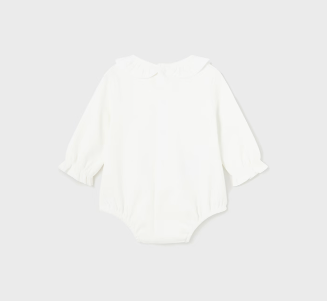 L/S Ruffled Collar Bodysuit - Natural White - Back