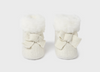 Champagne Knitted Faux Fur Booties - Front View