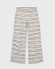 6550 Teen/Tween Girls Eco-Cotton Long Crochet Style Wide Leg Lounge Pants - Bone Clay Stripe