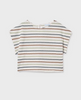 6022 Teen/Tween Girls Eco-Cotton Crochet Look Top - Bone Clay Striped