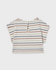 6022 Teen/Tween Girls Eco-Cotton Crochet Look Top - Bone Clay Striped