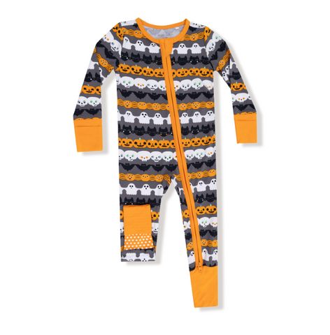 Angel Dear Bamboo L/S 2 Way Zipper Convertible Romper - UNISEX Halloween Paper Garland, Orange