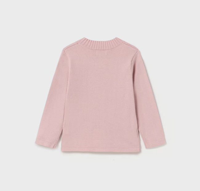 Mockneck Knit Crewneck Sweater - Lt Rose Pink - Back