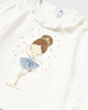 L/S 3D Ballerina Shirt - Natural & Blue - Close-up Ballerina Print