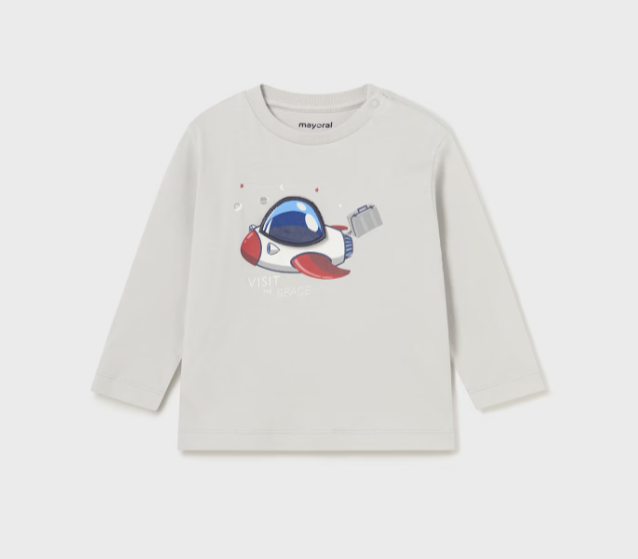 Flip Flap L/S T-Shirt - Bear Astronaut - Front