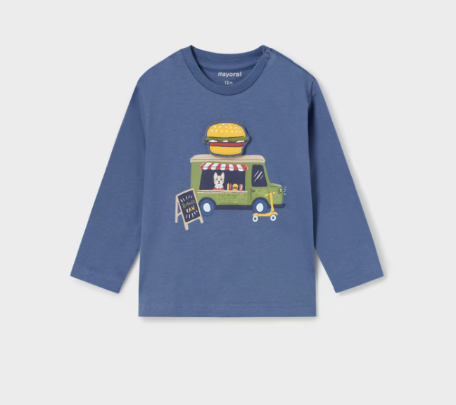 Flip Flap L/S Food Truck TShirt - Lake Blue - Front