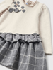 A-Line Grey Plaid & Cream Dress - Close-up